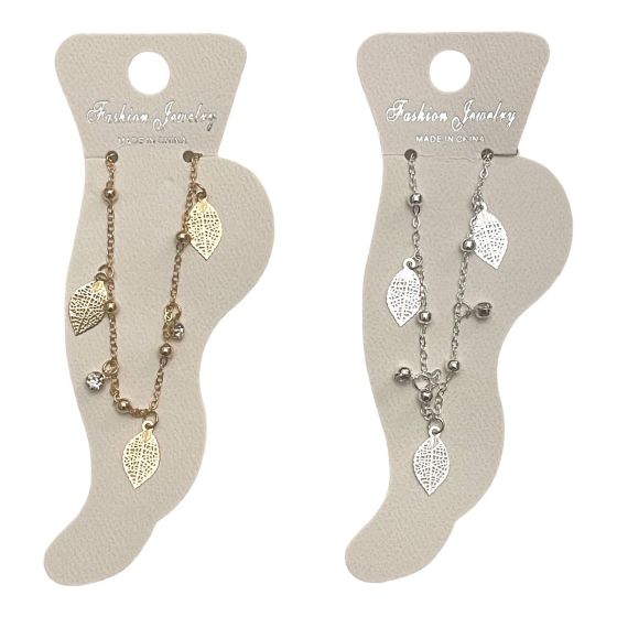 Leaf & Diamante Charm Anklet 