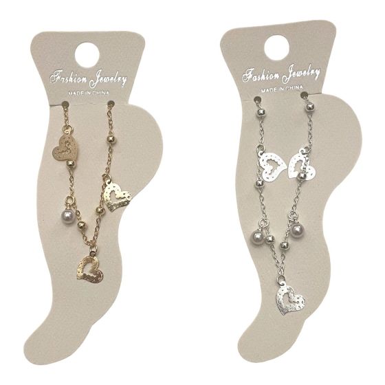 Heart & Pearl Charm Anklet 