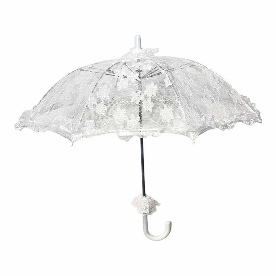 Childs Small Floral White Lace Parasol