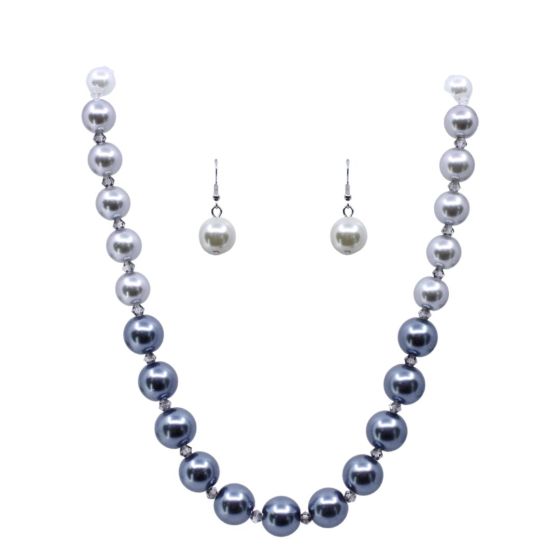 Glass pearl & Glass Bead Necklace & Pierced Drop Earring Set (£1.65 Each)