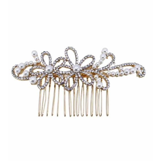 Diamante & Pearl Flower Comb (£1.50 Each)