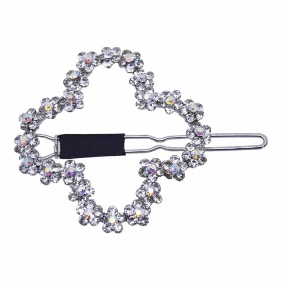 Rhodium colour plated hair clip with genuine Clear and AB crystal stones.
