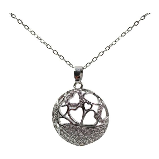 High quality, heart design pendant with genuine Clear crystal stones.
Rhodium colour plated, coated on top of Copper base metal.
