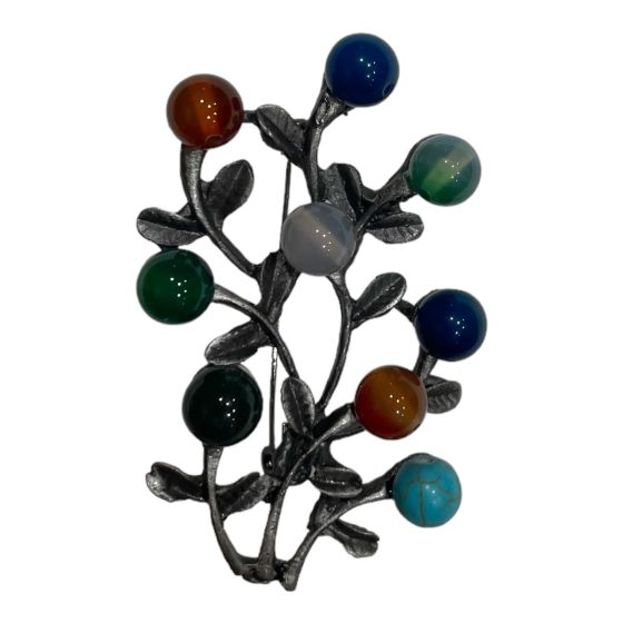 Venetti Collection Brushed Silver antique style tree brooch with assorted genuine agate polished beads .

Sold as a pack of 3 .

Brooch comes on a venetti collection display card for easy sale .

size approx 4 x 7 cm.