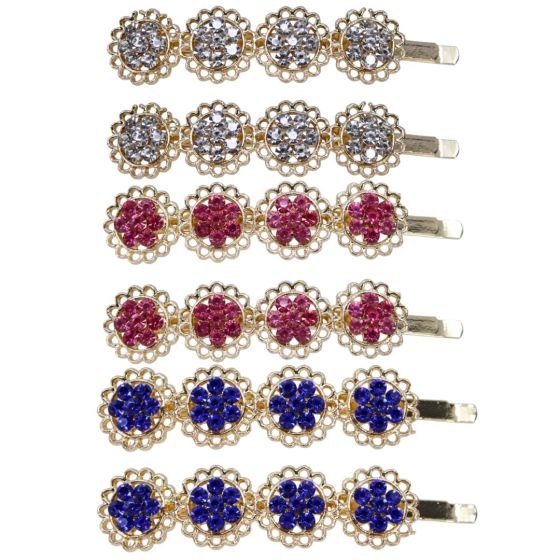 Gold colour plated hair slides with genuine Crystal stones.
