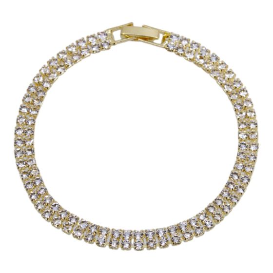 Gold or Rhodium colour plated ladies 2-row bracelet with genuine Clear crystal stones.
