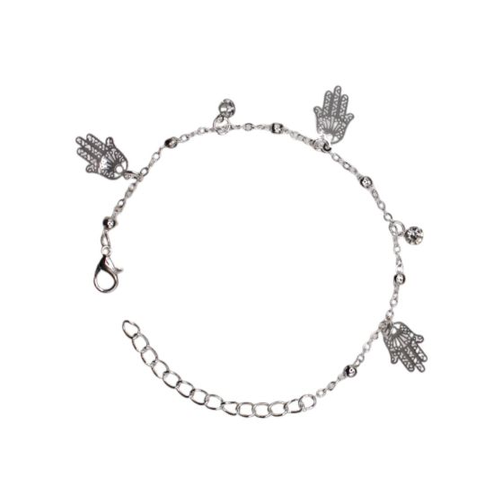 Diamante & Hamsa Hand Charm Bracelet