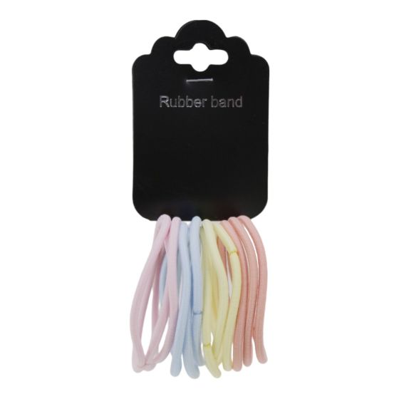 Assorted super stretch snag free plain hair elastics.
