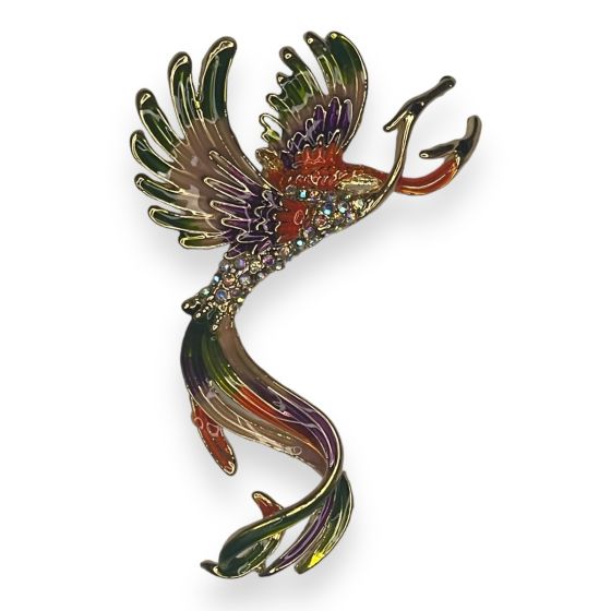 Venetti Ladies enamel Bird brooch encrusted with genuine ab crystal stones.

Available in lilac tone ,light Blue tone ,and green multi.

Sold as a pack of 3 per colour or 3 assorted .

Size approx 4 x7 cm 