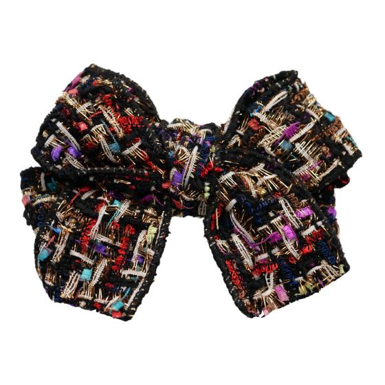 Black and multicolour tweed bow concord with Gold colour lurex threads.
