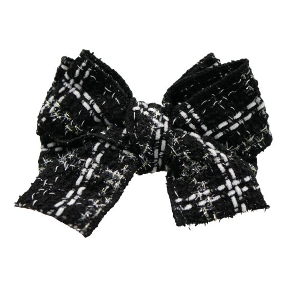 Black and White tweed bow concord with lurex threads.
