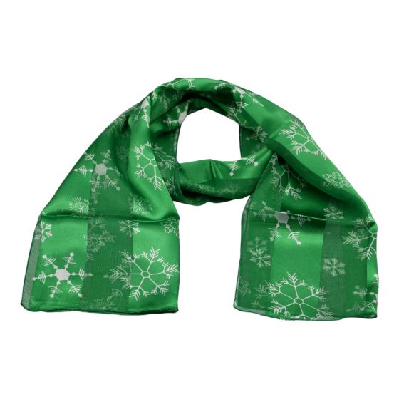 Satin and stripe snowflake design scarves.
