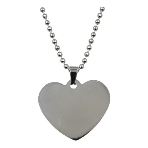 Stainless steel plain heart dog tag pendant.
Perfect for personalised engraving.
