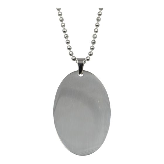 Stainless steel plain oval dog tag pendant.
Perfect for personalised engraving.
