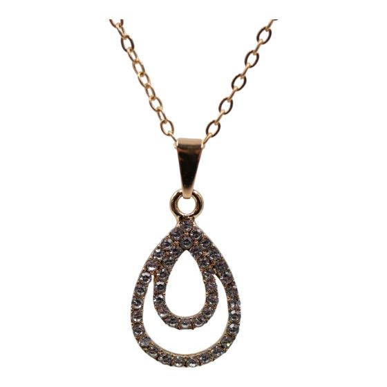 Gold colour plated teardrop design pendant with genuine Clear crystal stones.
