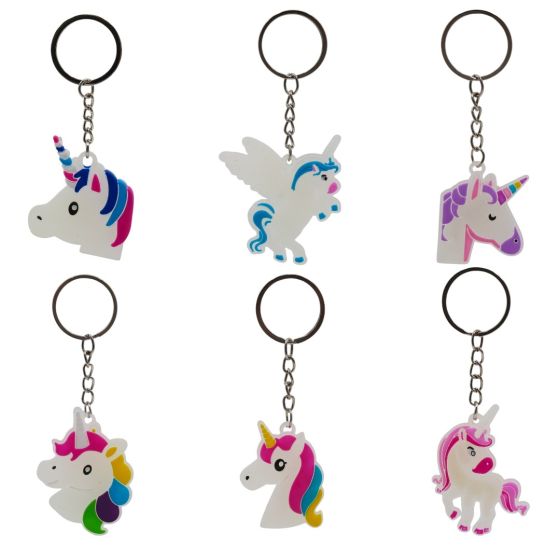 Glow in the dark unicorn design keyrings.