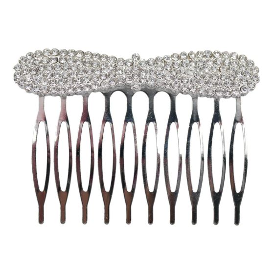 Rhodium colour plated comb with genuine Clear crystal stones bridal wedding 