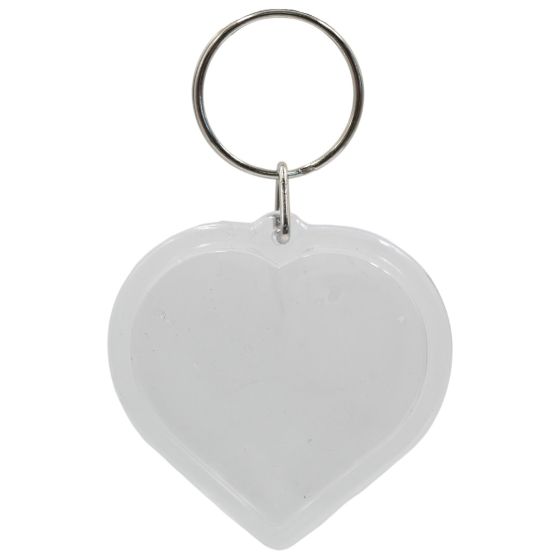 Clear acrylic, heart shaped photo keyrings.
