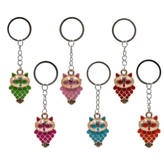 Owl design keyrings with coloured enamel
n assorted colours 
