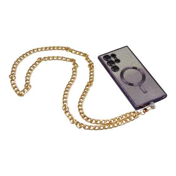 Fashion Gold colour plated crossbody phone chain.
