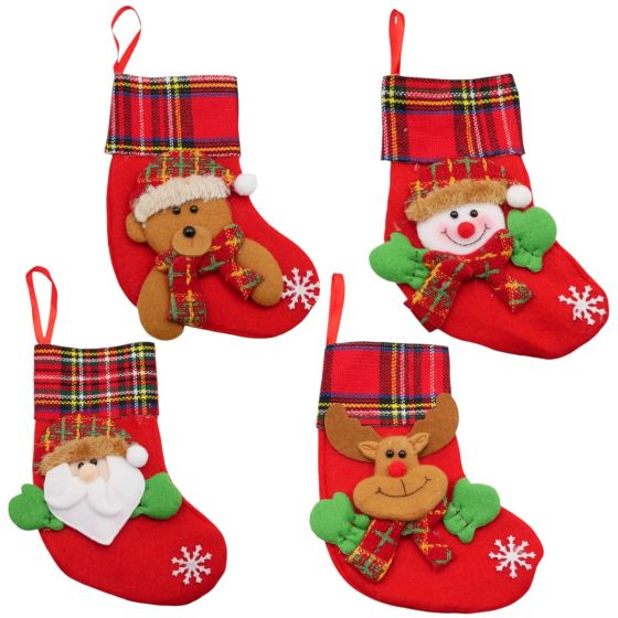 Small Christmas themed stockings.
In 4 assorted designs.
