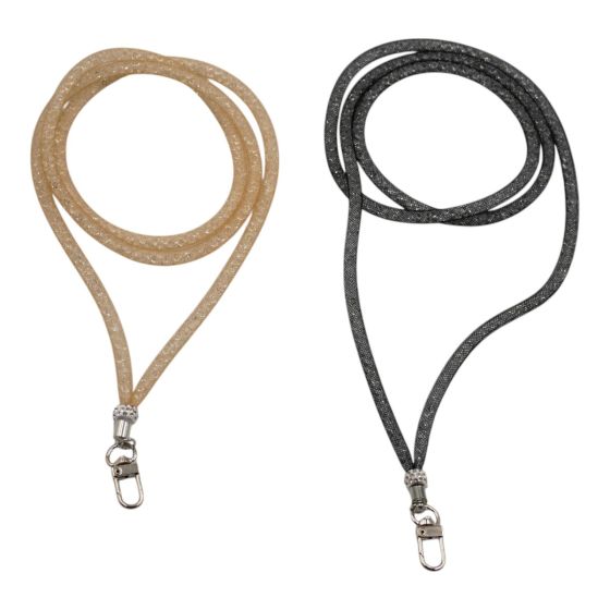 Mesh and crystal phone chain
Measuring approx. 124cm in circumference.
Pack of 3.
**This product is for fashion use only**