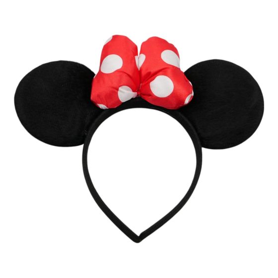 Black velvet feel alice band mouse ears, decorated with satin poufy polka dot bow detail

Measuring approx.: 19 cm x 22 cm, Band measuring approx 1.5cm wide

Pack of 12