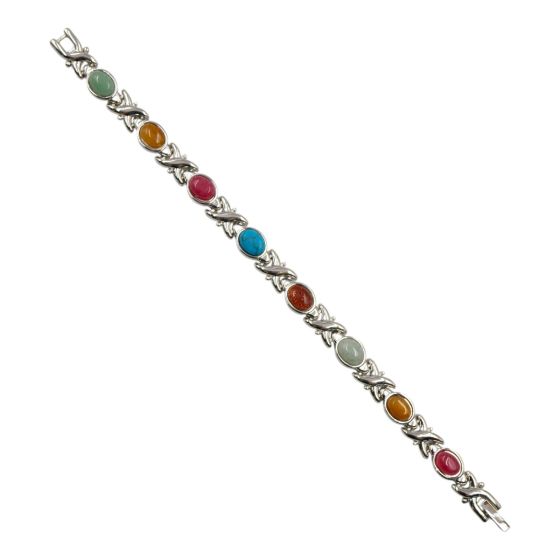 Ladies, magnetic bracelets with coloured, oval, semi-precious stones.
Measuring approx 7.5 inch long and 0.8cm wide.
Available in a choice of colours.
Pack of 1