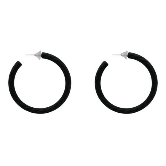 Rhodium colour plated, acrylic pierced hoop earrings.
With hypoallergenic backs.
