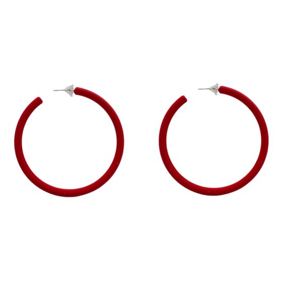 Rhodium colour plated, acrylic pierced hoop earrings.
With hypoallergenic backs.
