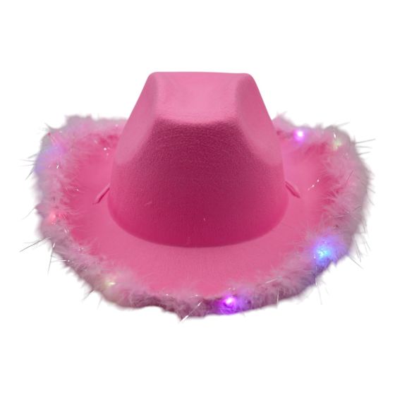 Pink Cowboy Hat with Lightup LED Lights and feather Trim
Internal circumference approx.17.5cm x 20cm.
Hat measuring approx. 39cm x 33cm x 14cm.
One Size.
Pack of 3.