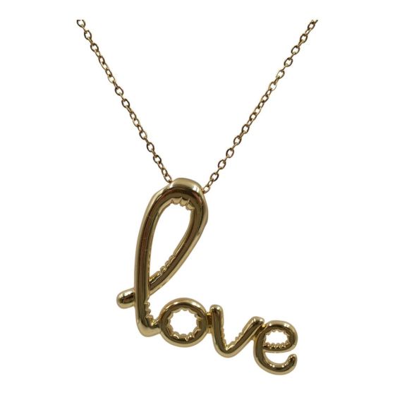 Gold colour plated love design pendant.
