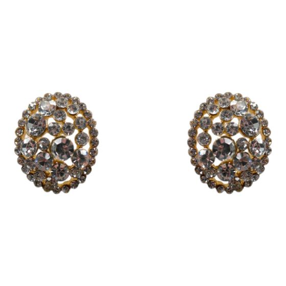 Gold colour plated pierced stud earrings with genuine Clear crystal stones.
With hypoallergenic backs.
