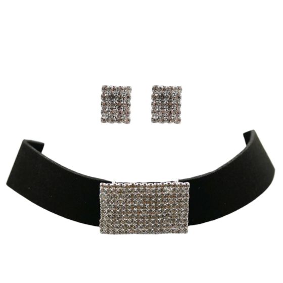 Rhodium colour plated rectangle design choker and pierced stud earring set with genuine Clear crystal stones.
Measurring approx. 13 inch plus a 2.5 inch extenion chain.
Stud Earrings meaure 1cm x 0.8cm.
Presented on a display card in a clear opp bag.
