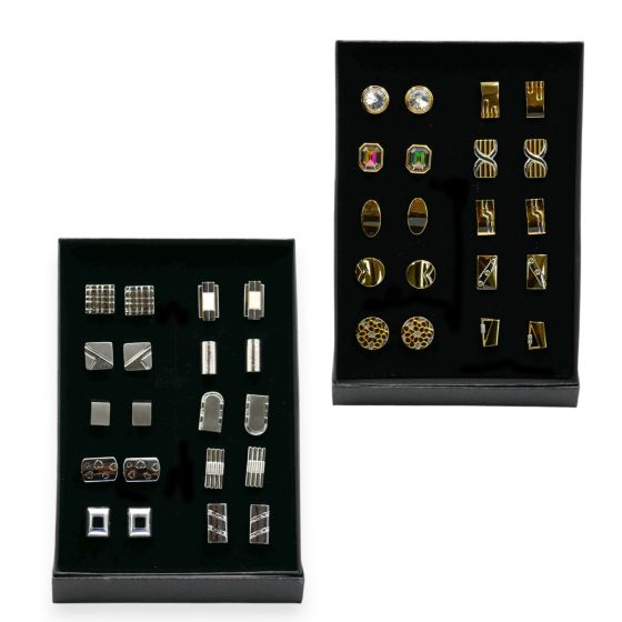 Gift set includes 10 pairs Gents Cufflinks.
Box measuring approx. 13cm x 18cm x 3cm.
Cufflinks style may vary.