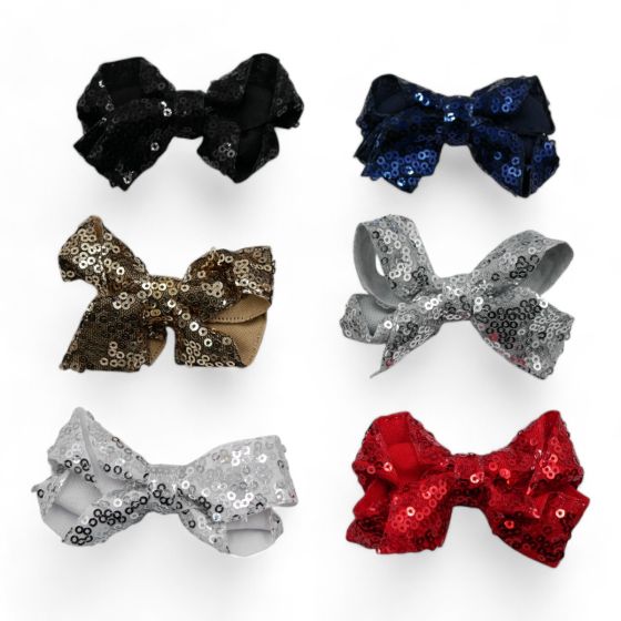 Spectator sequins bow concords.
Measuring approx 8cm x 5.5cm.
Comes in a card with euro hole for easy display.

Pack of 12.