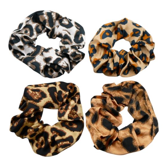 Assorted Animal Print Satin Scrunchies