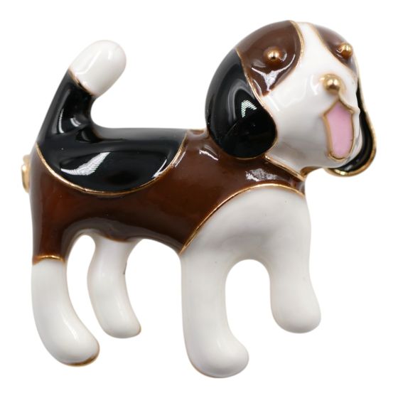 Venetti collection, Gold colour plated dog design brooch with coloured enamelling.
