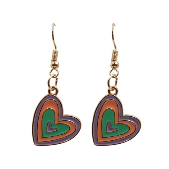 Venetti Enamelled Heart Pierced Drop Earrings