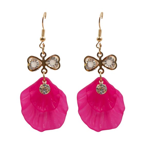 Diamante Flower & Butterfly Drop Earrings