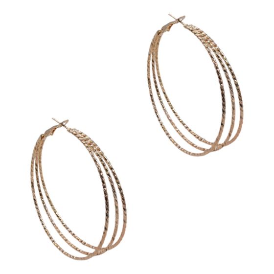 Gold or Rhodium colour plated pierced hoop earrings