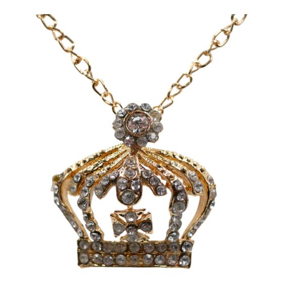 Gold or Rhodium colour plated XXL crown design pendant with genuine Clear crystal stones

