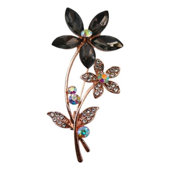 Diamante And Cut Glass Flower Brooch