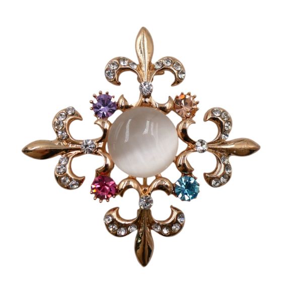 Diamante Cat-Eye Stones Brooch