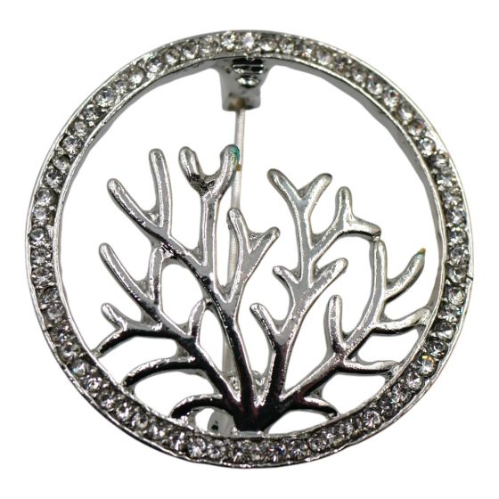 Venetti collection, Rhodium colour plated brooch with genuine Clear crystal stones.
