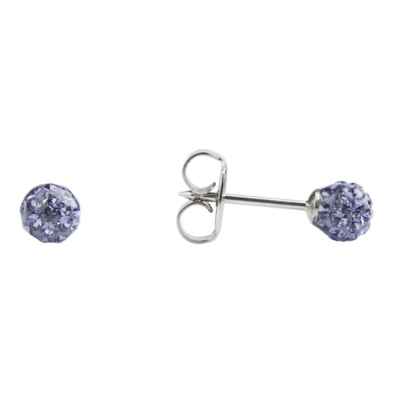 Studex stainless steel, sensitive fireball stud earrings with Tanzanite crystal stones.
Sensitive range are hypo-allergenic and ideal for sensitive ears.
Measuring 4.5mm in diameter.
