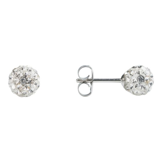 Studex stainless steel, sensitive fireball stud earrings with Clear crystal stones.
Sensitive range are hypo-allergenic and ideal for sensitive ears.
Measuring 6mm in diameter.
