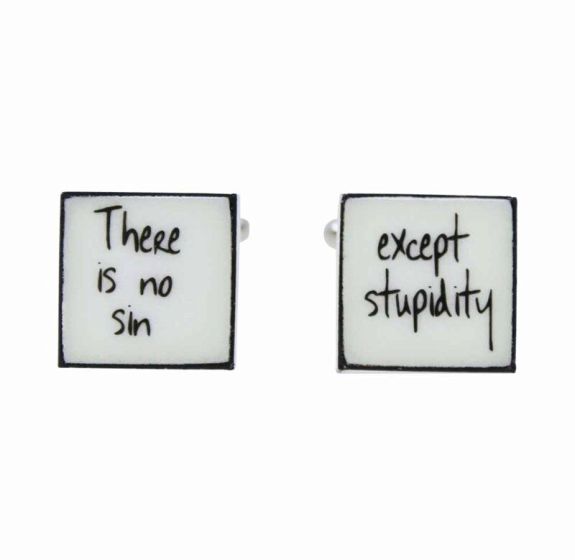 Sonia Spencer There Is No Sin Except Stupidity Bone China Cufflinks (£3.50 per pair)
