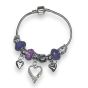 Ladies  Diamante Heart And Bead Charm bracelet-(£2.20 Each )