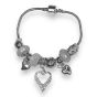 Ladies  Diamante Heart And Bead Charm bracelet-(£2.20 Each )